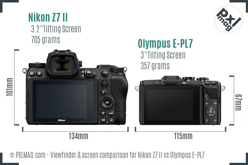 Nikon Z7 II vs Olympus E-PL7 Screen and Viewfinder comparison