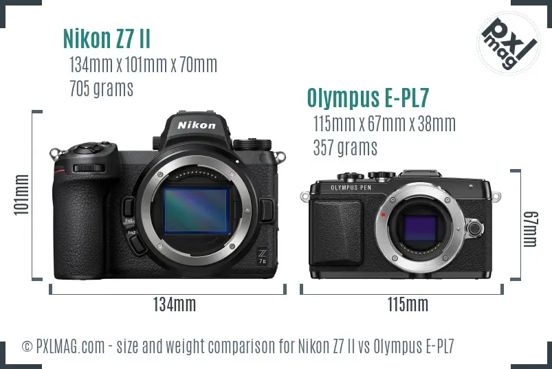 Nikon Z7 II vs Olympus E-PL7 size comparison