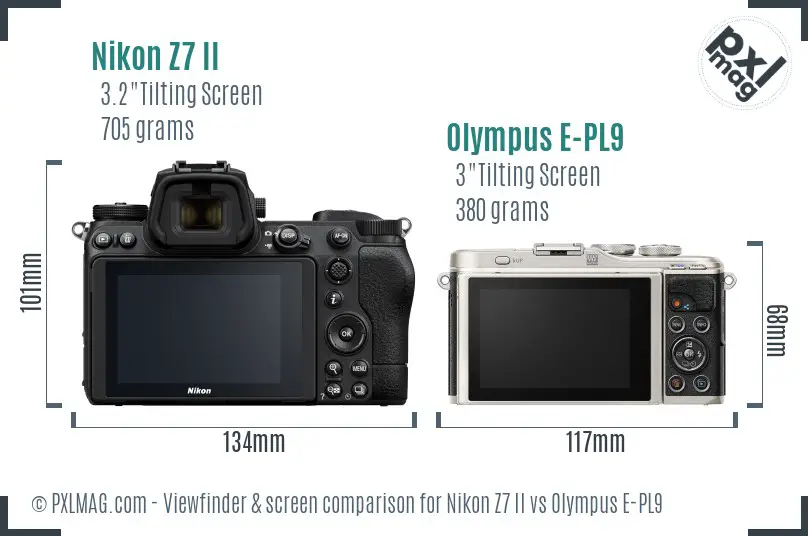 Nikon Z7 II vs Olympus E-PL9 Screen and Viewfinder comparison