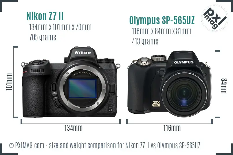 Nikon Z7 II vs Olympus SP-565UZ size comparison