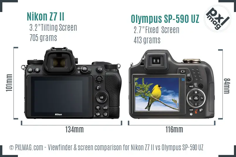 Nikon Z7 II vs Olympus SP-590 UZ Screen and Viewfinder comparison
