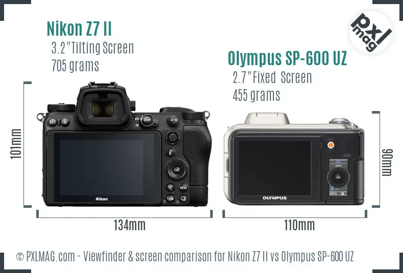 Nikon Z7 II vs Olympus SP-600 UZ Screen and Viewfinder comparison