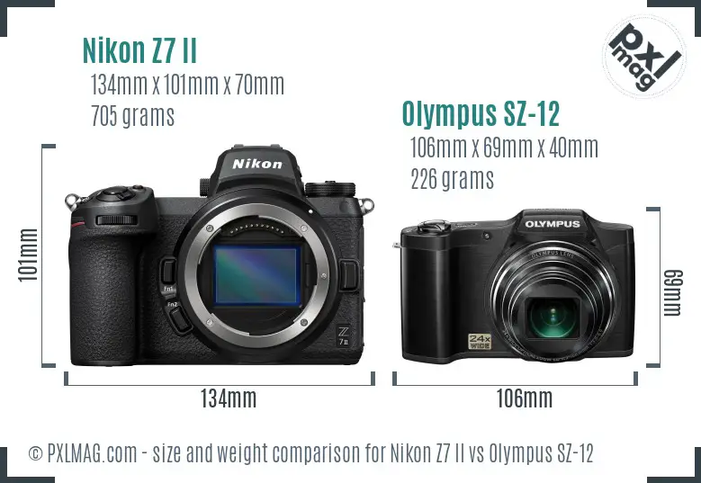 Nikon Z7 II vs Olympus SZ-12 size comparison