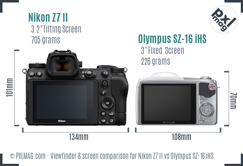 Nikon Z7 II vs Olympus SZ-16 iHS Screen and Viewfinder comparison