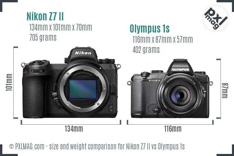 Nikon Z7 II vs Olympus 1s size comparison