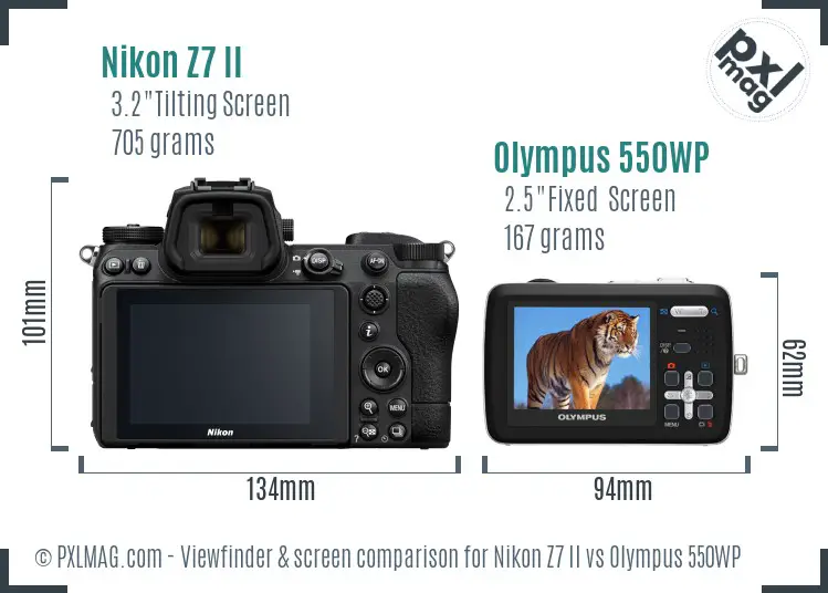 Nikon Z7 II vs Olympus 550WP Screen and Viewfinder comparison