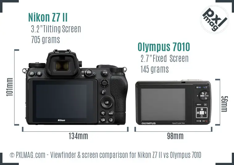 Nikon Z7 II vs Olympus 7010 Screen and Viewfinder comparison