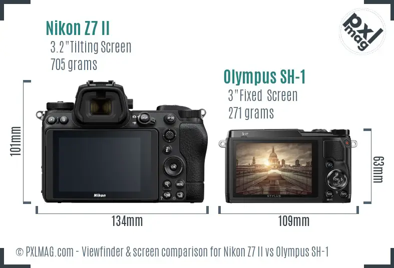 Nikon Z7 II vs Olympus SH-1 Screen and Viewfinder comparison