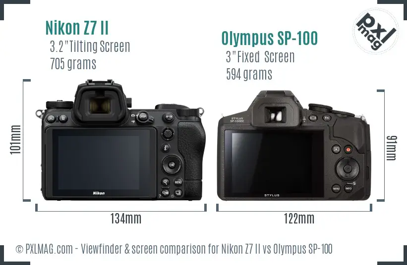 Nikon Z7 II vs Olympus SP-100 Screen and Viewfinder comparison