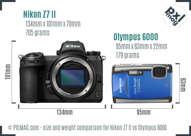 Nikon Z7 II vs Olympus 6000 size comparison