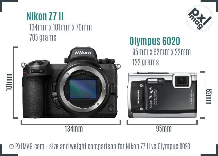 Nikon Z7 II vs Olympus 6020 size comparison