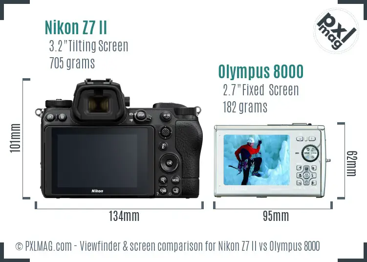 Nikon Z7 II vs Olympus 8000 Screen and Viewfinder comparison