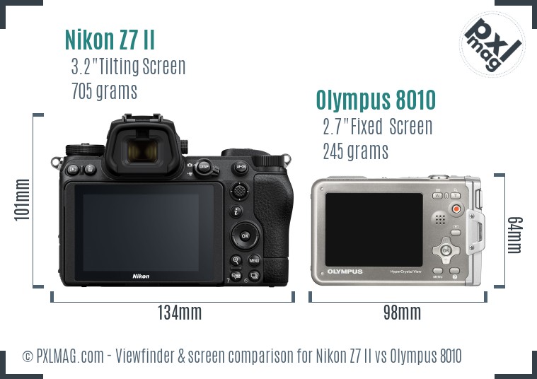 Nikon Z7 II vs Olympus 8010 Screen and Viewfinder comparison