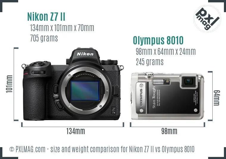 Nikon Z7 II vs Olympus 8010 size comparison