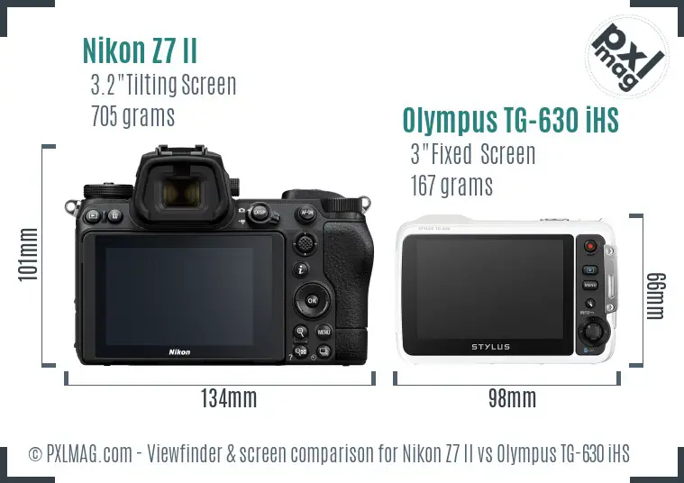 Nikon Z7 II vs Olympus TG-630 iHS Screen and Viewfinder comparison