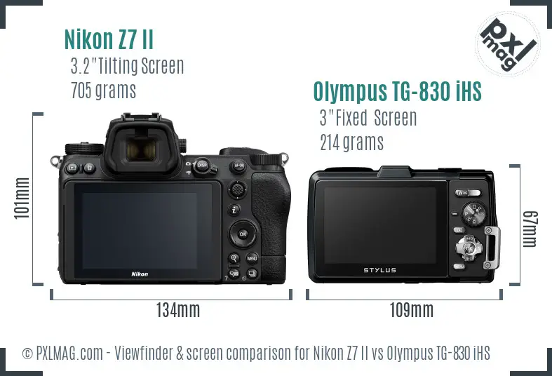 Nikon Z7 II vs Olympus TG-830 iHS Screen and Viewfinder comparison