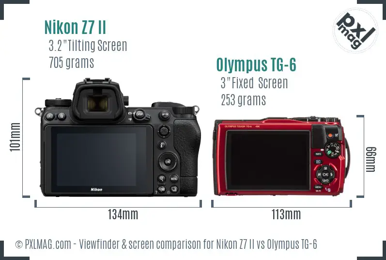 Nikon Z7 II vs Olympus TG-6 Screen and Viewfinder comparison