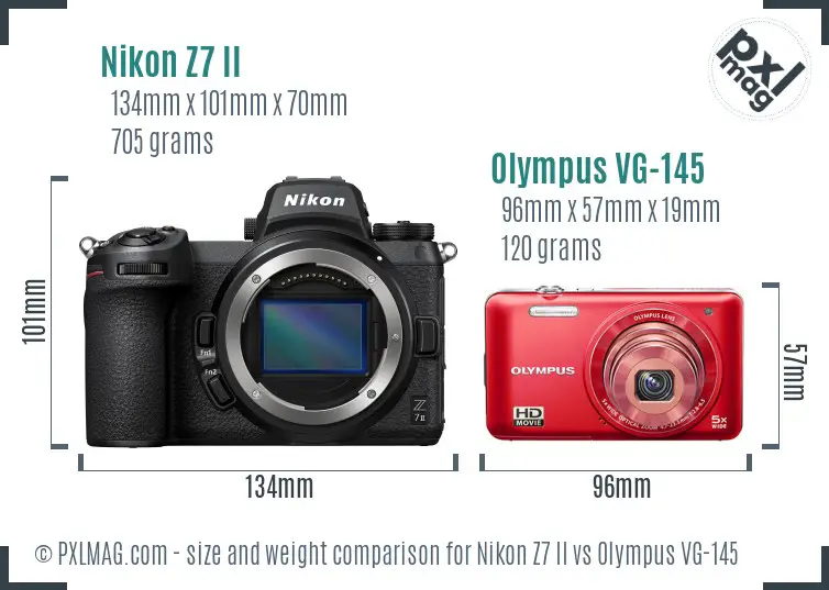 Nikon Z7 II vs Olympus VG-145 size comparison