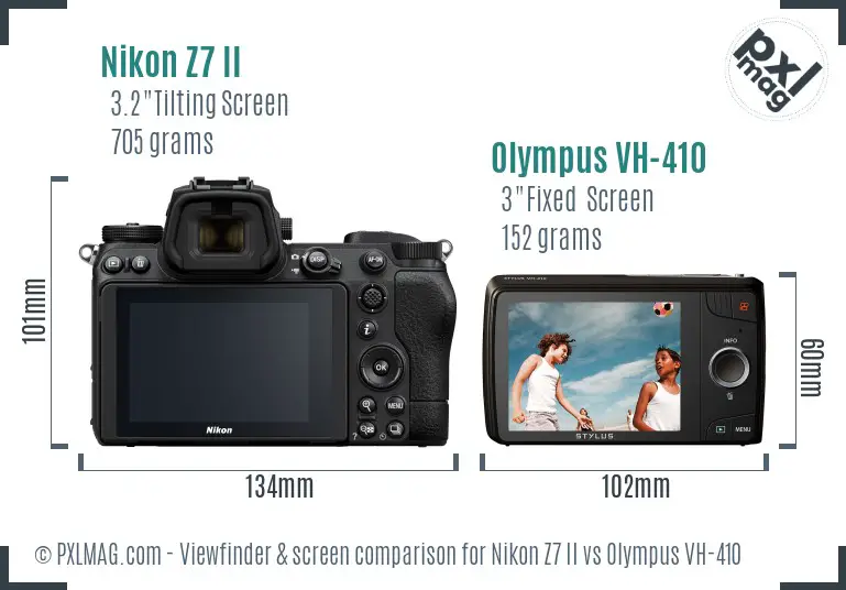 Nikon Z7 II vs Olympus VH-410 Screen and Viewfinder comparison