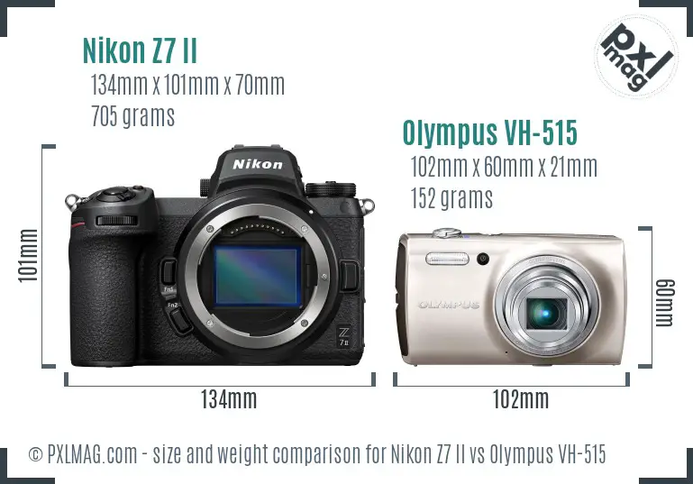 Nikon Z7 II vs Olympus VH-515 size comparison