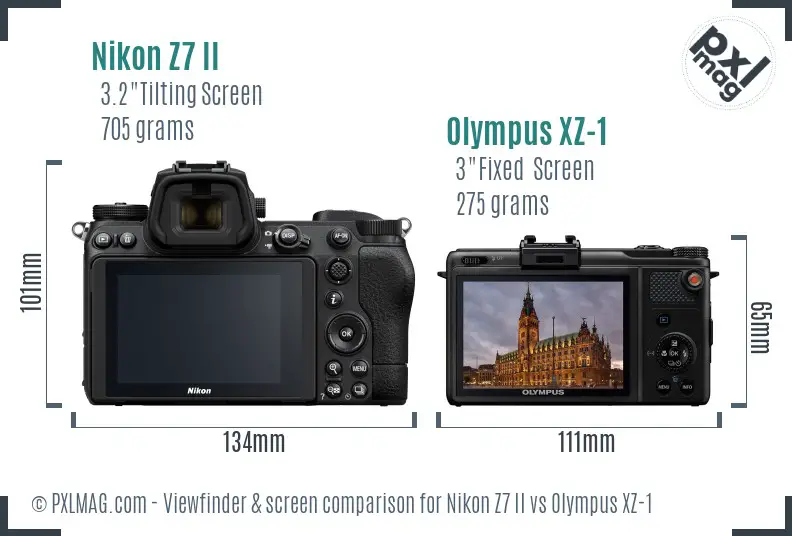 Nikon Z7 II vs Olympus XZ-1 Screen and Viewfinder comparison