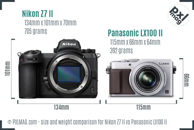 Nikon Z7 II vs Panasonic LX100 II size comparison