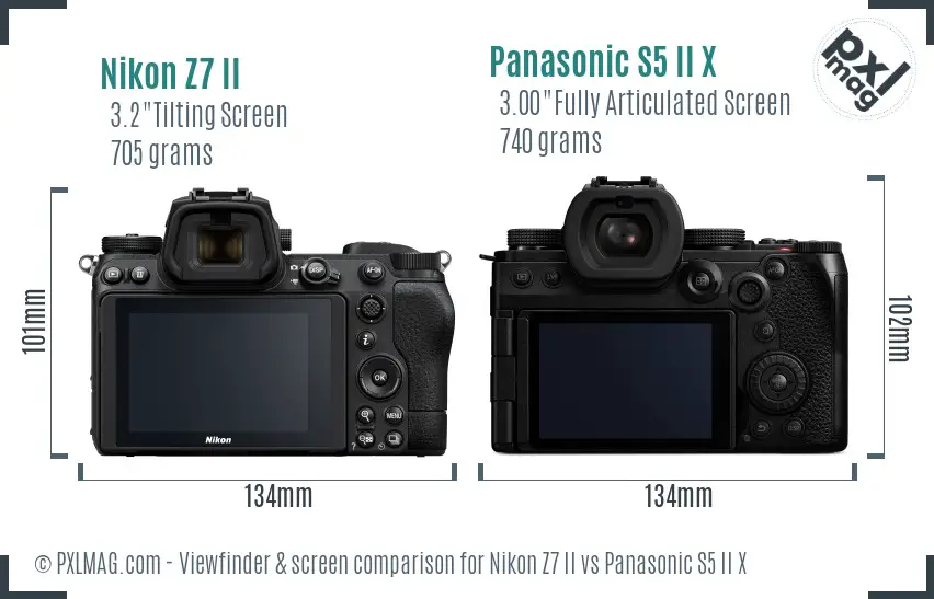 Nikon Z7 II vs Panasonic S5 II X Screen and Viewfinder comparison