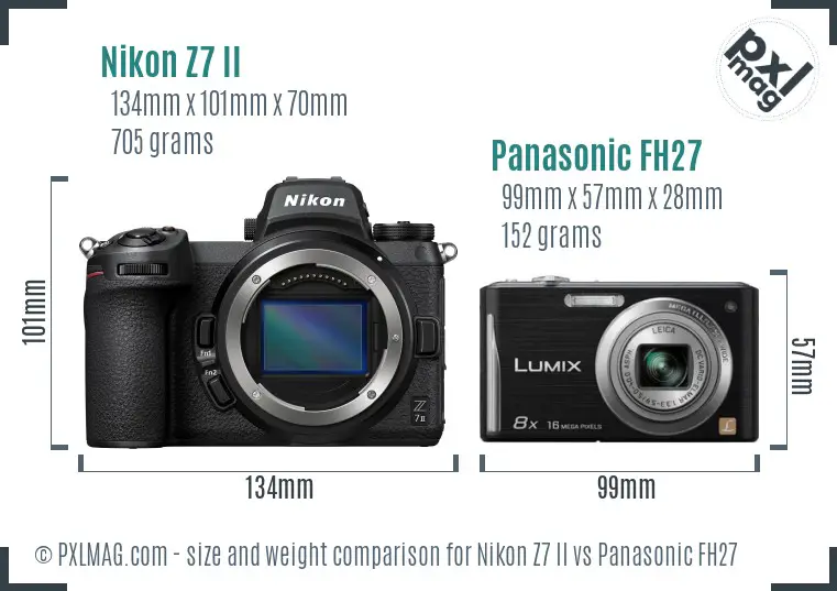 Nikon Z7 II vs Panasonic FH27 size comparison
