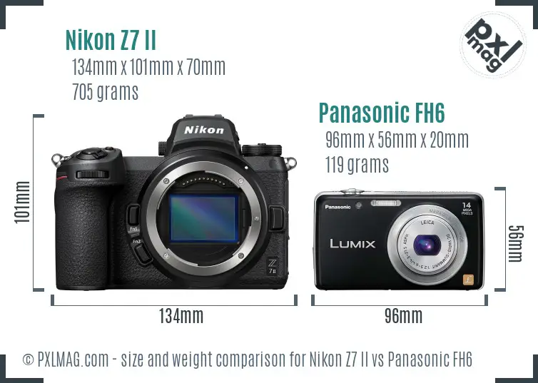 Nikon Z7 II vs Panasonic FH6 size comparison
