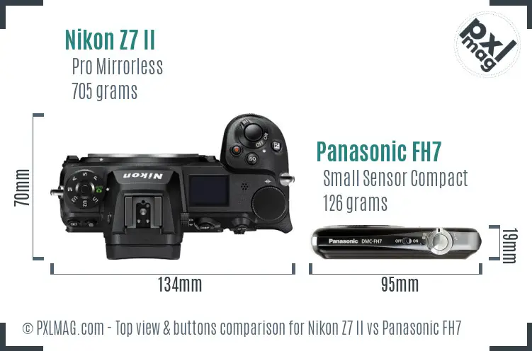 Nikon Z7 II vs Panasonic FH7 top view buttons comparison