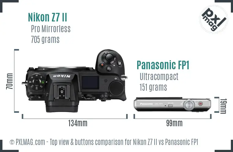 Nikon Z7 II vs Panasonic FP1 top view buttons comparison