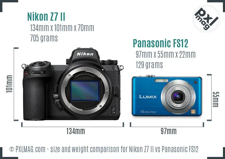 Nikon Z7 II vs Panasonic FS12 size comparison