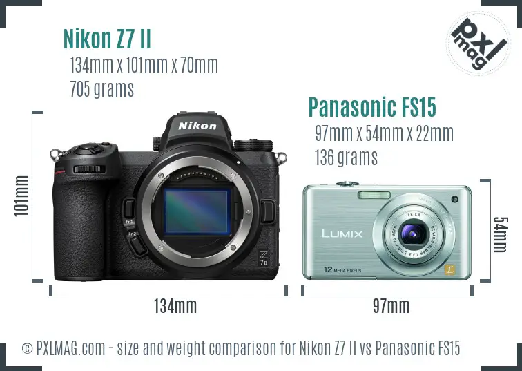Nikon Z7 II vs Panasonic FS15 size comparison