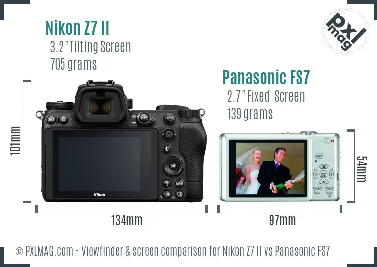 Nikon Z7 II vs Panasonic FS7 Screen and Viewfinder comparison