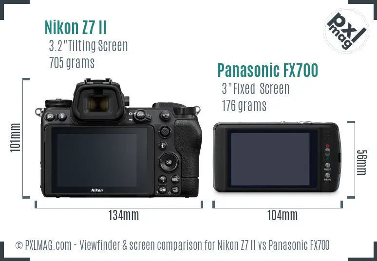 Nikon Z7 II vs Panasonic FX700 Screen and Viewfinder comparison