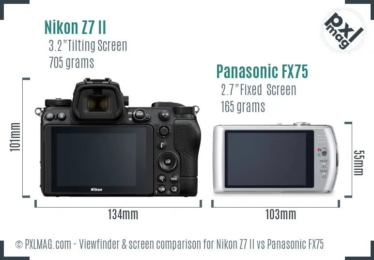 Nikon Z7 II vs Panasonic FX75 Screen and Viewfinder comparison