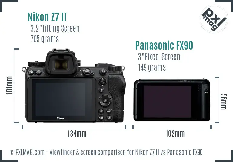 Nikon Z7 II vs Panasonic FX90 Screen and Viewfinder comparison
