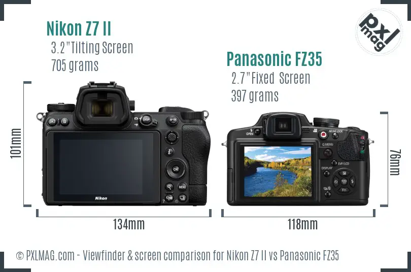 Nikon Z7 II vs Panasonic FZ35 Screen and Viewfinder comparison