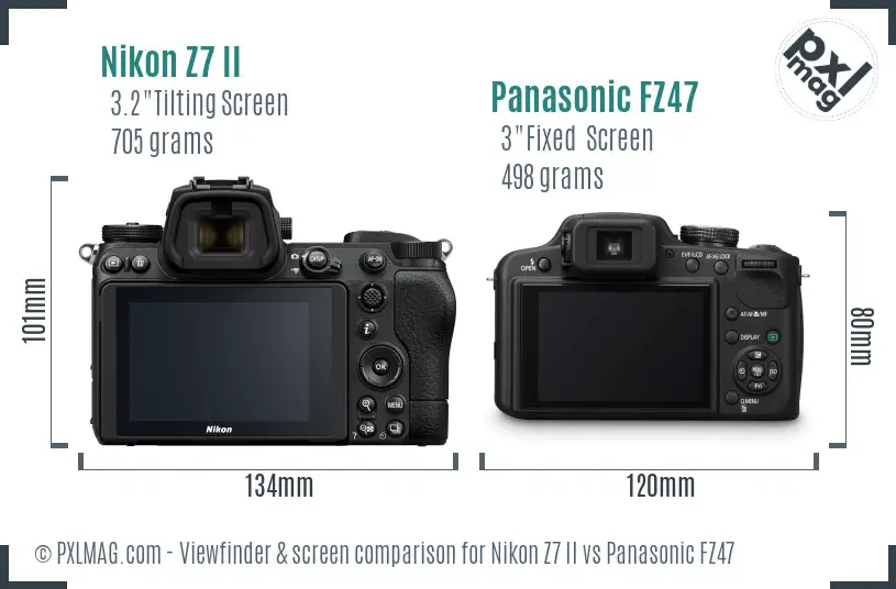 Nikon Z7 II vs Panasonic FZ47 Screen and Viewfinder comparison