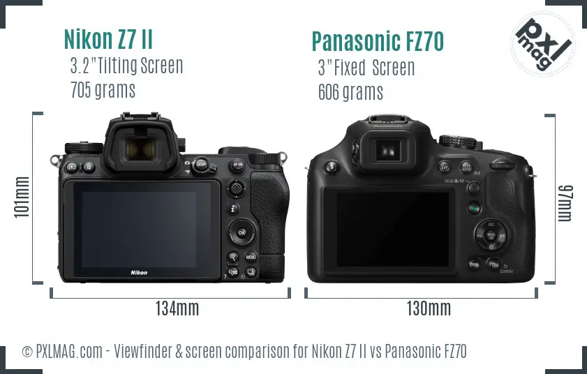 Nikon Z7 II vs Panasonic FZ70 Screen and Viewfinder comparison