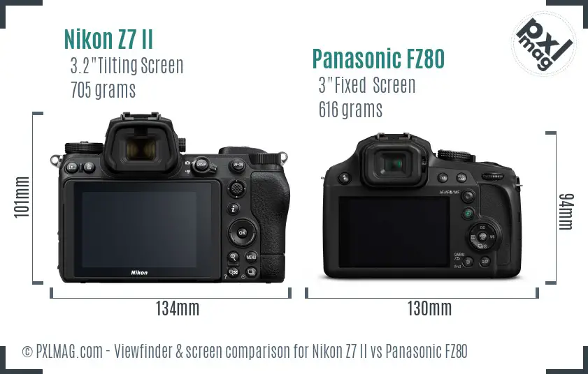 Nikon Z7 II vs Panasonic FZ80 Screen and Viewfinder comparison