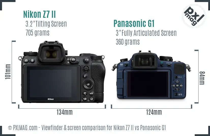 Nikon Z7 II vs Panasonic G1 Screen and Viewfinder comparison