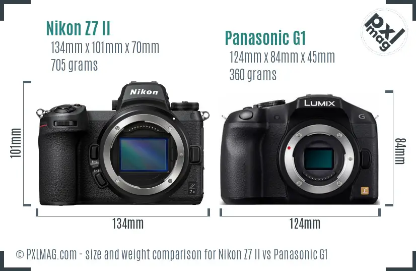 Nikon Z7 II vs Panasonic G1 size comparison