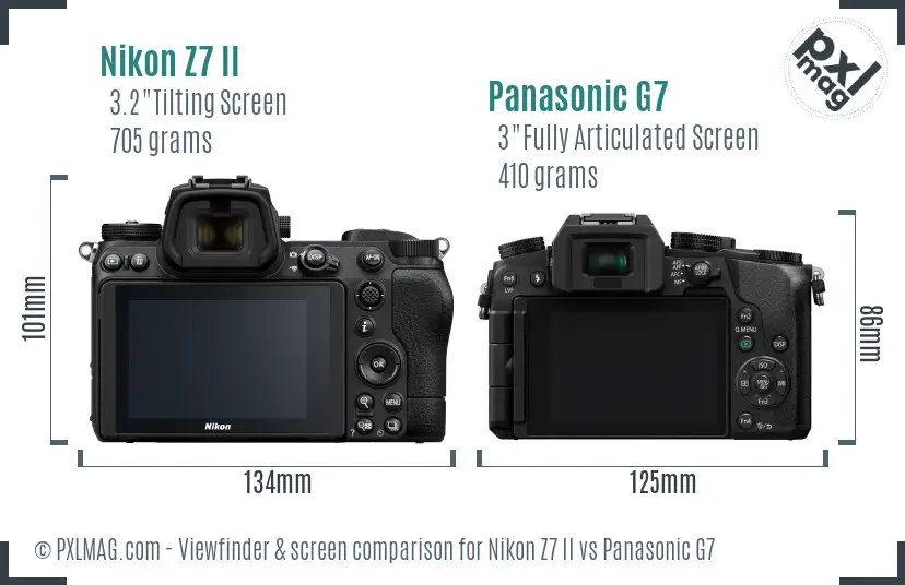Nikon Z7 II vs Panasonic G7 Screen and Viewfinder comparison