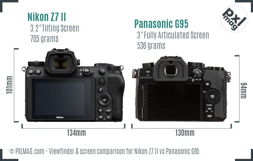 Nikon Z7 II vs Panasonic G95 Screen and Viewfinder comparison
