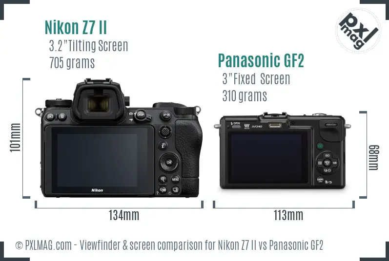 Nikon Z7 II vs Panasonic GF2 Screen and Viewfinder comparison