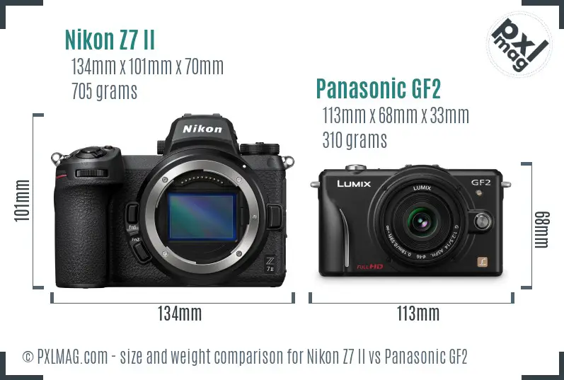 Nikon Z7 II vs Panasonic GF2 size comparison