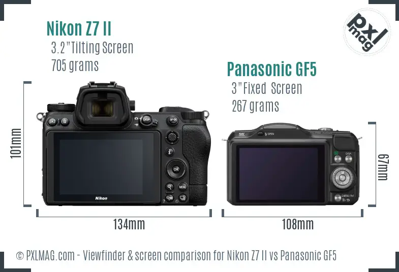 Nikon Z7 II vs Panasonic GF5 Screen and Viewfinder comparison