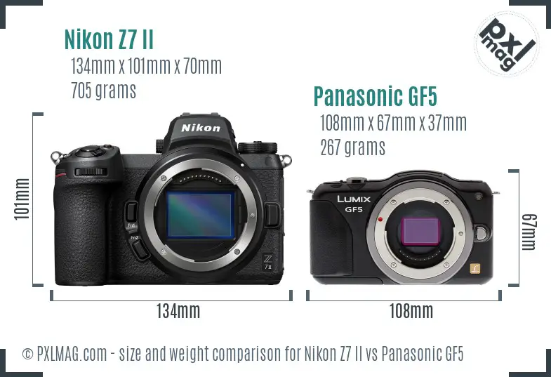 Nikon Z7 II vs Panasonic GF5 size comparison