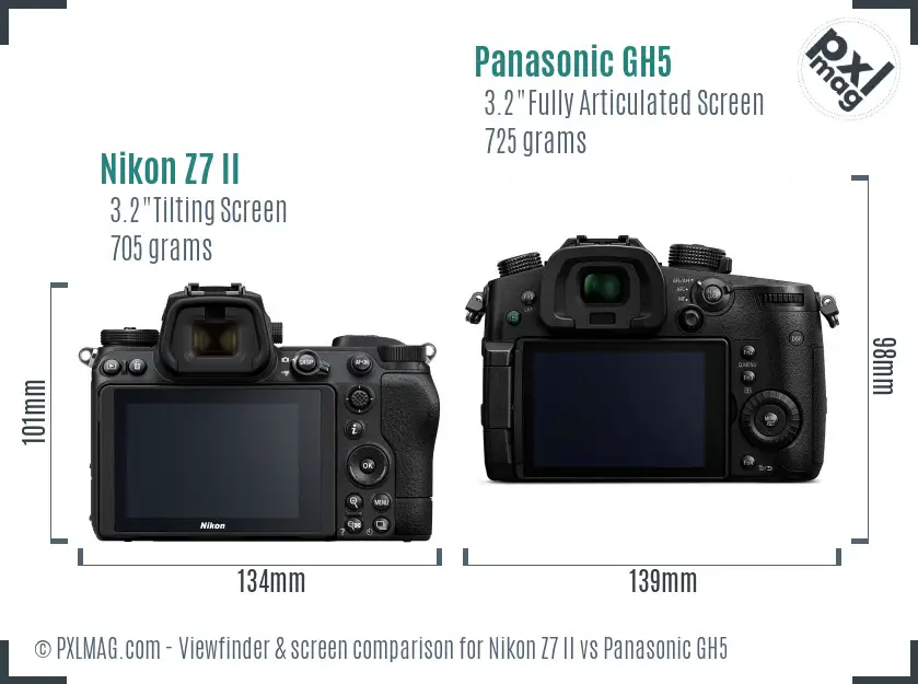 Nikon Z7 II vs Panasonic GH5 Screen and Viewfinder comparison